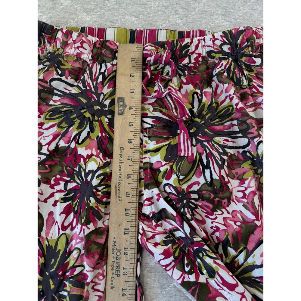 Trina Turk Pajama Set‎ Womens Large Pink Green Floral Print Cotton Sleepwear - Picture 8 of 9